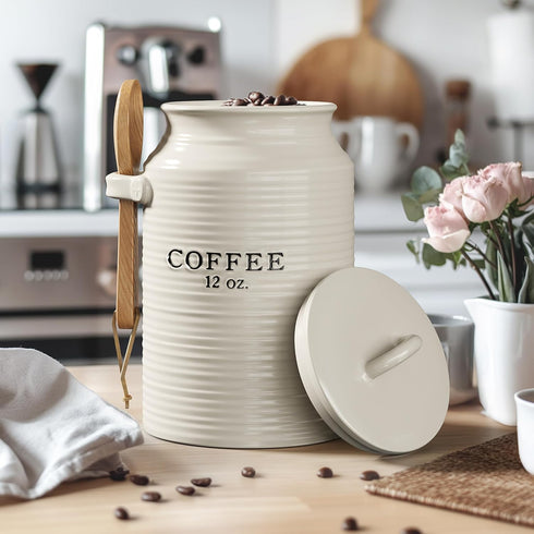 Counter, Barnyard Designs Coffee Canister for Kitchen Decorative Ceramic Coffee Container, Rustic Farmhouse Canister