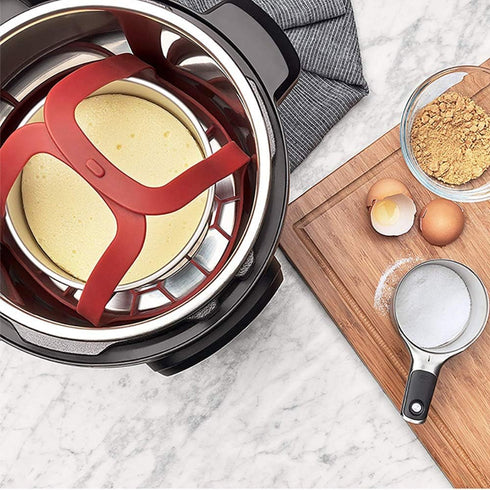 Pressure Cooker Sling, Silicone Bakeware for 6 Qt/8 Qt Instant Pot, Anti-scalding Bakeware Lifter Steamer Rack, Red
