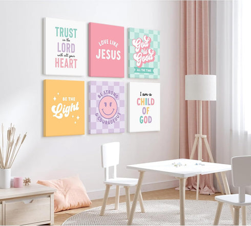 Lhoiplme 8x10x6 Inch Christian Nursery Wall Art Decor Bible Verses Posters Girl Nursery Canvas Wall Decor kids room