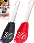 2PCS Kitchen Cooking Spoon Set, Multifunctional Skimmer Scoop Food Strainers, Non-stick Small Spatula (Black and Red)