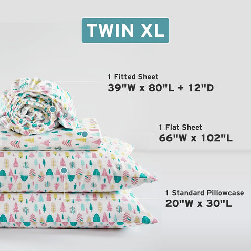Cozy 100% Set, 14" 3 Intelligent Design Soft Cotton Flannel Sheets, Breathable Festive & Adorable Print Cotton Flannel