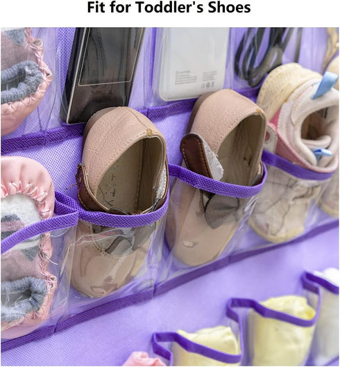 Closet 30 Hanging Baby Shoes Organizer Baby Headband Holder Organizer for Baby Bow Socks Underwear with Clear Pockets