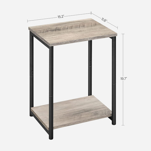 ULET271B02 VASAGLE Side Table, Small End Table, Nightstand for Living Room, Bedroom, Office, Bathroom, Greige and Black