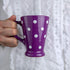 City to Cottage Handmade Ceramic Coffee Mug, Purple and White Polka Dot, 7 oz / 200ml, Unique Designer Gift for Tea