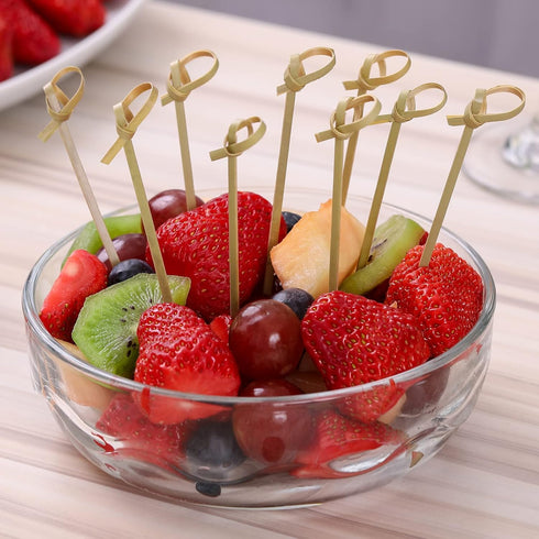 100 PCS Natural Bamboo Cocktail Picks, 4.7 Inch Toothpicks for Appetizers, Fancy Tooth Picks for Party Supplies