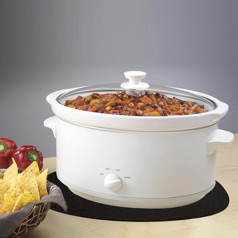 Oval Slow Cooker Heat Resistant Mat for 6-8 Quart, Silicone Countertop Protector, Appliance Slider Mat for