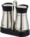 Lonffery Salt and Pepper Shakers Set, Stainless Steel Salt Containers with Glass Bottle, Set of 2
