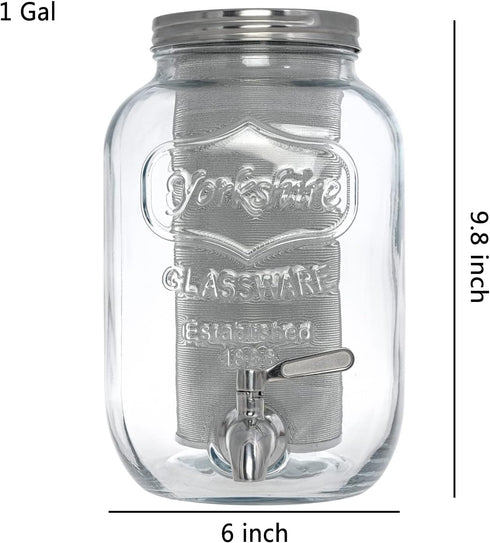 Cold Brew Pitcher, 1 Gallon Iced Coffee Maker, Cold Brew Mason Jar with Thick Glass Carafe and Stainless Steel Filter