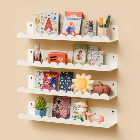 sothfubo Storage,17 Inch Set 4,Wall 17 inch) Nursery Book Shelves,Kids Bookshelf and Toy Metal Floating Shelves
