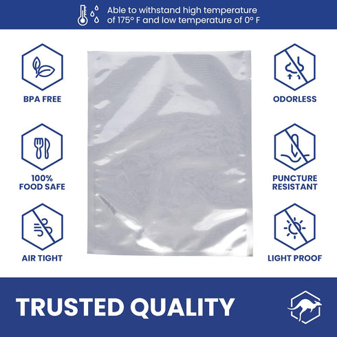 50x Wallaby 1-Cup Mylar Bag Bundle, 5 Mil Mylar Bags + 50 Labels, Heat Sealable, Food Safe Storage Solutions