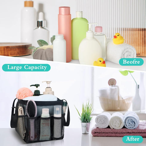 Attmu Mesh Shower Caddy - Portable Quick Dry Hanging Shower Tote Bag for College Dorm Room