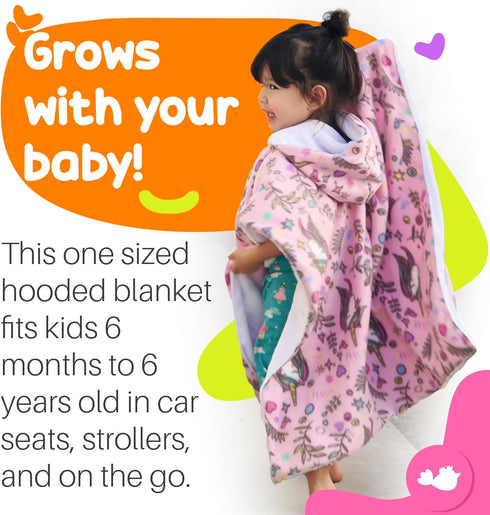 Birdy Boutique Kids Car Seat Poncho – Reversible Warm and Cozy Blanket, Safe to Use Over Seat Belts, Easy on Easy Off,