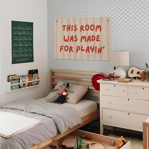 Wheatwin 20x30 Inch Playroom Decor Wall Banner "This Room Was Made For Playin'" - Nursery Canvas Art, Kids Bedroom