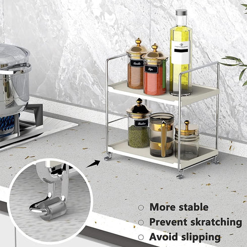 kaileyouxiangongsi Plastic/Metal 2-Tier Freestanding Stackable Organizer Shelf for Bathroom Countertop and Kitchen