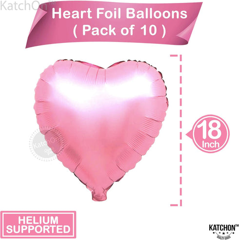 KatchOn Light Pink Heart Balloons - 18 Inch, Pack of 10 for Valentines Day Decorations