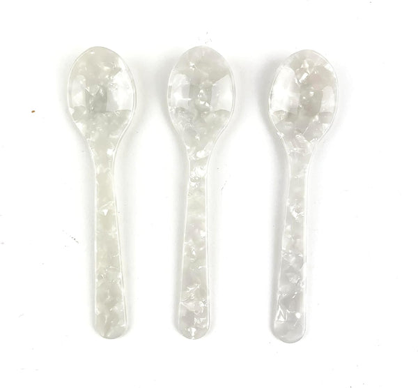 3PC Colorful Acrylic Dessert Spoons, Little Spoons for Ice Cream, Coffee, Caviar, Finely Decorative 11.5cm, Purple