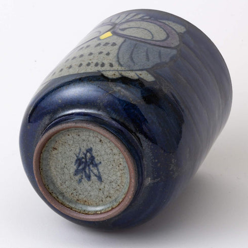 ????(Saikaitoki) Hasamiyaki 83972 Yunomi Cup - Large, Hand-painted Owl Pattern, Blue