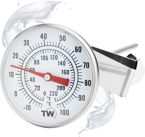 Premium Milk Thermometer with Clip and 7 Inch Probe for Steaming Milk