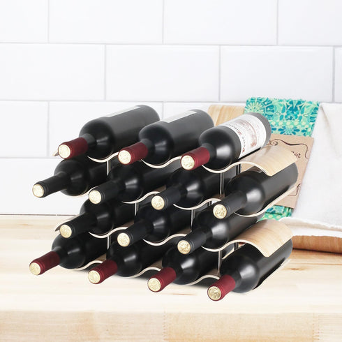 14 Countertop 4-Tier Bottles Wine Racks for Shelf, Wooden Wine Bottle Holder Stand, freestanding Wine Storage