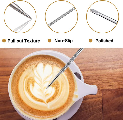Milk Frothing Pitcher, 350ml/600ml Stainless Steel Jug for Cappuccino Latte Art, 12oz/20oz Milk Jug with Decorating Pen