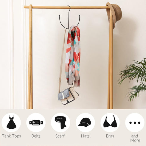 ZEDODIER Belt Hangers, Black Closet Organizer Hook Rack for Belts, Ties, Scarves, Hats