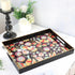 Counter Spsyrine Decorative Serving Tray with Handles, Black Lacquered Coffee Table Tray for Ottoman, Rectangle