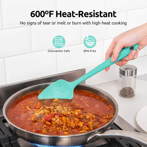 U-Taste Silicone Spoon Spatula Set - 600ºF Heat Resistant Flexible Rubber Kitchen Baking Utensils Set of 3