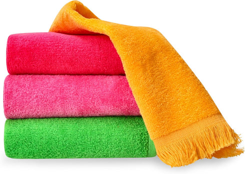 The Holy South 11" 18" Set (12, Fringed Reversible Fingertip Hand Towel (Size W x L) Terry Cotton Washcloth for Face