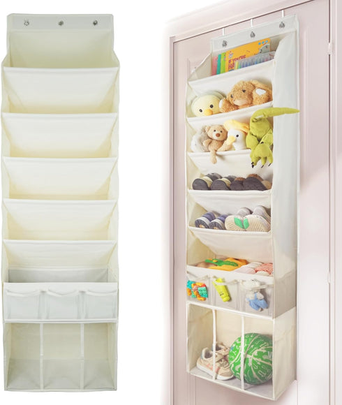 3in1 5 Over The Door Shoe Organizer with Slanted Compartments,Removable Storage Bin & Transparent Pockets,Thickened