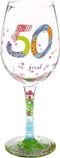 Designs by Lolita “50 is Just a Number” Hand-Painted Artisan Wine Glass, 15 oz.