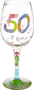 Designs by Lolita “50 is Just a Number” Hand-Painted Artisan Wine Glass, 15 oz.