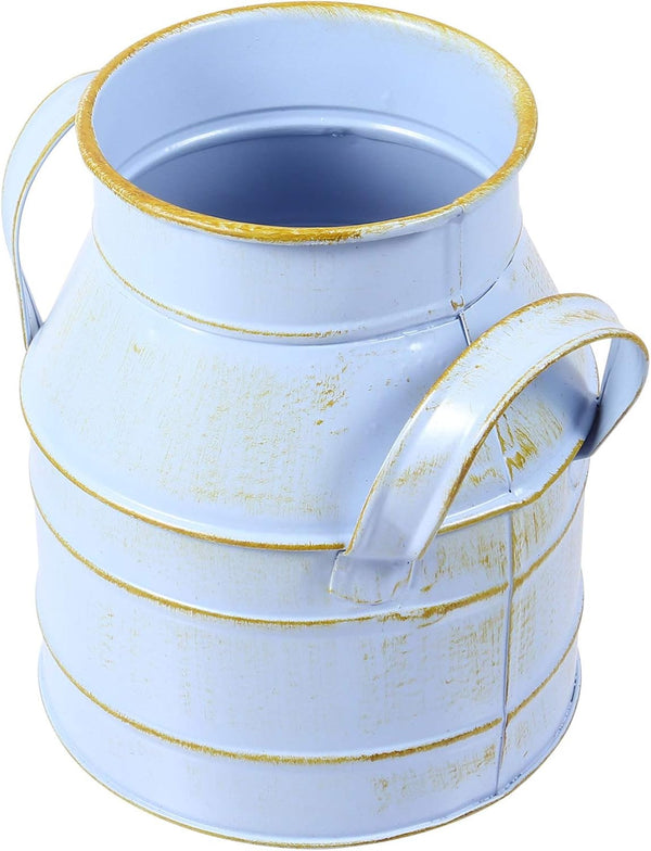 Hemoton Vintage Galvanized Metal Flowers Bucket, French Style Plant Bucket Pot, Shabby Chic Milk Jug for Indoor Outdoor