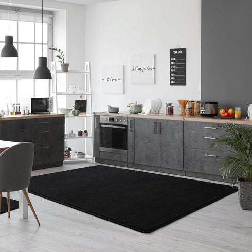 Keeko Soft Area Rugs for Bedroom Living Room, 2x3 Black Modern Low Pile Fluffy Small Rug Door Mat