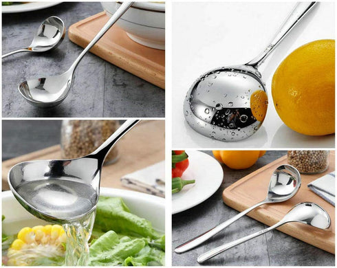 GuDoQi Soup Ladle, 3 Pack Durable 304 Stainless Steel with Polished Titanium Plated Big Volume Soup Spoon, Kitchen