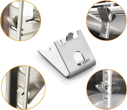 16 Piece Set of 920158 Refrigerator Shelf Replacement Clip Brackets, Stainless Steel Hook Rack Clips for Freezer