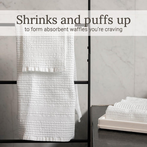 GILDEN TREE Waffle Hand Towels for Bathroom, Quick Dry, Super Absorbent, 100% Cotton, Set of 2, Classic Style (White)