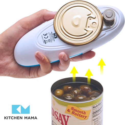 Kitchen Mama Auto Electric Can Opener, Safe, Easy One Touch, Battery Operated, Cordless, for Seniors with Arthritis