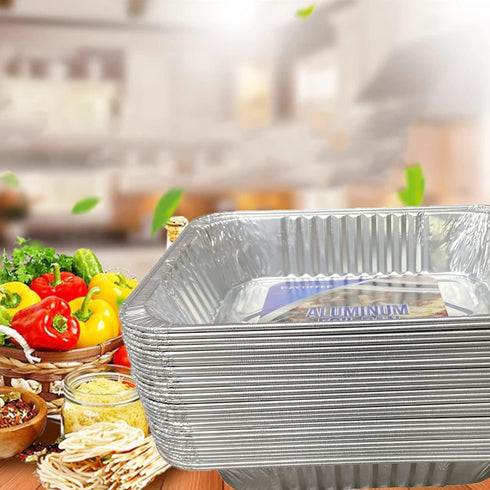 Aluminum Pans 9x13 Disposable Foil Pans, 10 Pack Half Size Deep Steam Table Pans for Baking, Cooking, Roasting, Serving