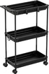 SimpleHouseware Standard Slim Rolling Storage Cart, 3-Tier, Black
