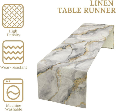 ShiTingYu 13x36 Inch Marble Table Runner Gold Grey Table Dresser Runners Modern Table Coffee Table Runner for Home