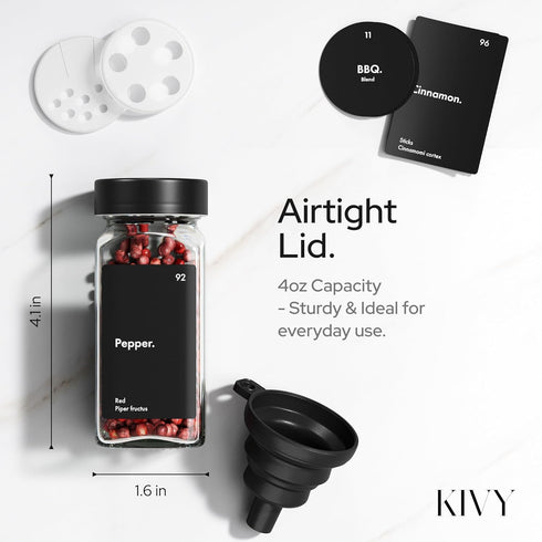 24 240 KIVY Spice Drawer Organizer with Spice Jars & Labels - Seasoning Rack for Organization - Kitchen Drawer Insert