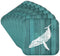 3dRose Humpback Whale Stencil - Soft Coasters Set of 8 in Faded White Paint Over Teal, Not Real Wood