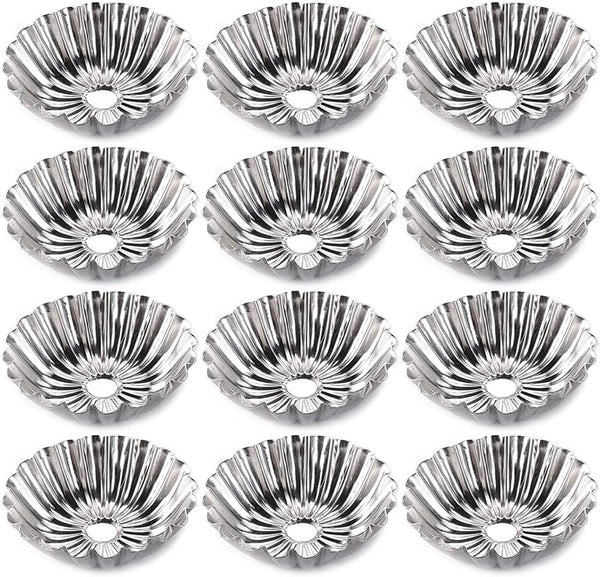 12 Pcs Aluminum Alloy Cake Pie Tins Mini Tart Pie Pan for Baking Cake, Cup, and Jelly Mold