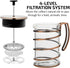 OVENTE 27 Ounce French Press Coffee & Tea Maker, Durable Borosilicate Glass, 4 Filter Stainless Steel Plunger System