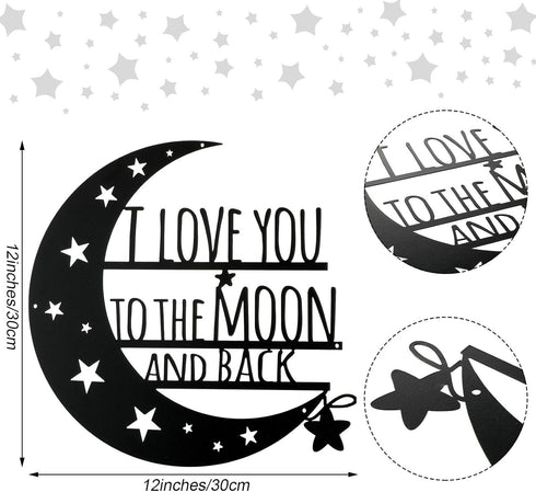 Ripeng I Love You Back Wall Art Moon Metal Decorations with Quote Silhouette for Home Bedroom Living Room Decor