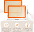 Silicone Baking Mat, Set of 2 Baking Pads Cookit Sheet, Non-Stick Oven-Bake Cover Runner for Making Macaroons, Cookies, Easy Clean & Reusable, 16.5 inch by 11.7 inch, Beige/Oragne, 4mm