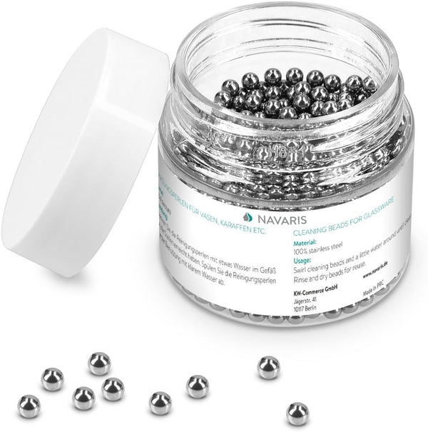Navaris 1000 Pcs Decanter Cleaning Beads, Stainless Steel Reusable Cleaning Balls for Wine Bottles, Glass Decanters