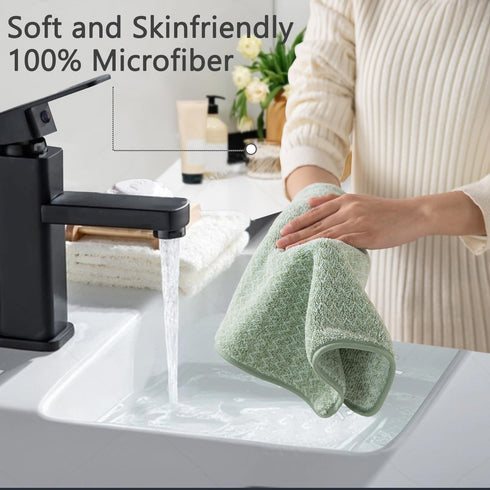 18 Set,100% Loops-6 Towels,6 Towels,6 Ycosy Piece Bath Towels Microfiber Family Bathroom Towel with Hanging Bath Hand