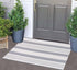 Grey and White Striped Doormat 24'' x 35'', Machine Washable Indoor Outdoor Rug for Front Porch