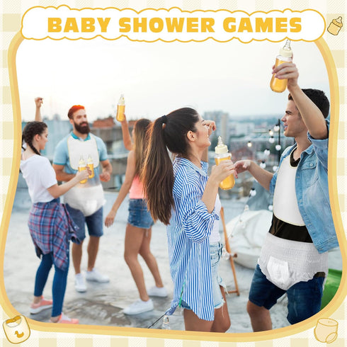 giftlyze 8 Sets Bottle Chug Baby Shower Games Juegos Para Plastic Baby Bottles Bibs Disposable Diapers Gender Reveal